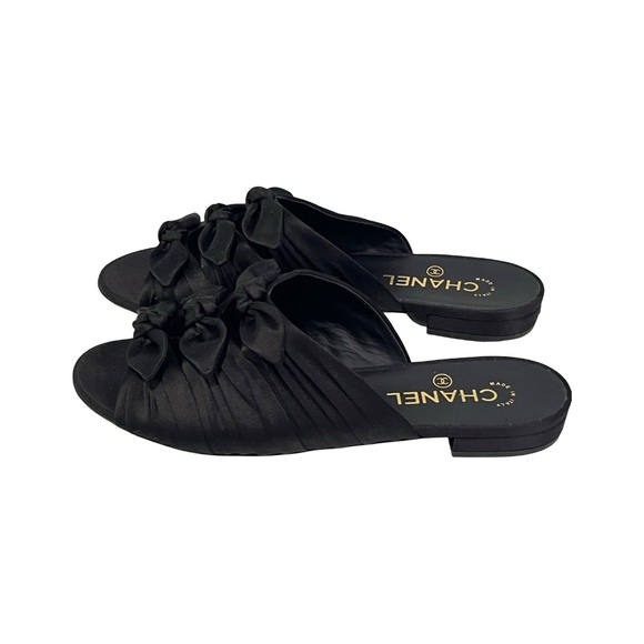 Chanel Knotted Black Satin Mule Flat Slide NEW Size EU 39.5/ US 9 MSRP $950 - Picture 3 of 11